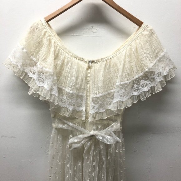 Gunne Sax Romantic Renaissance Bridal Collection Lace Ruffle Maxi Dress Size 7 - Picture 10 of 13